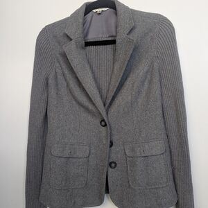 CAbi Women's Charcoal Blazer with Knit Sleeves